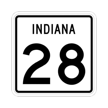 Indiana 28 (Indiana) (Road Sign) STICKER Vinyl Kiss-Cut Decal 6 Inch White - The Sticker Space