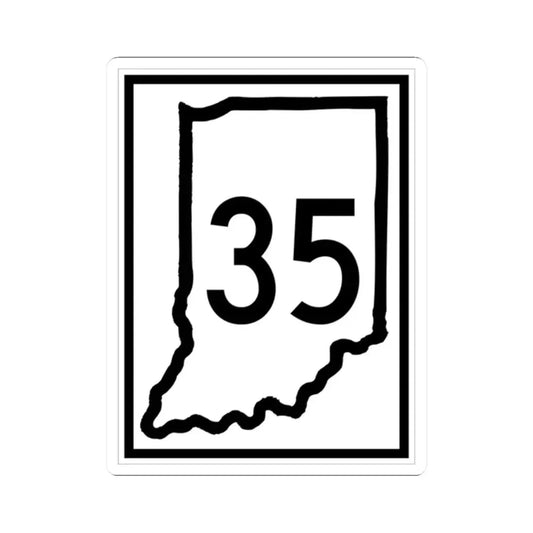 Indiana 35 (Indiana) (Road Sign) STICKER Vinyl Kiss-Cut Decal 2 Inch White - The Sticker Space