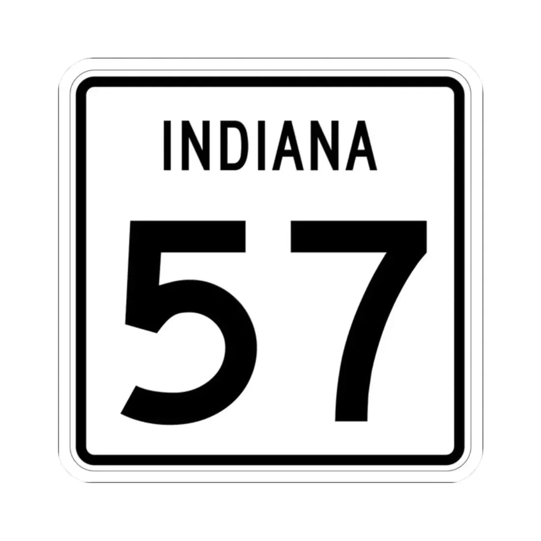 Indiana 57 (Indiana) (Road Sign) STICKER Vinyl Kiss-Cut Decal 2 Inch White - The Sticker Space