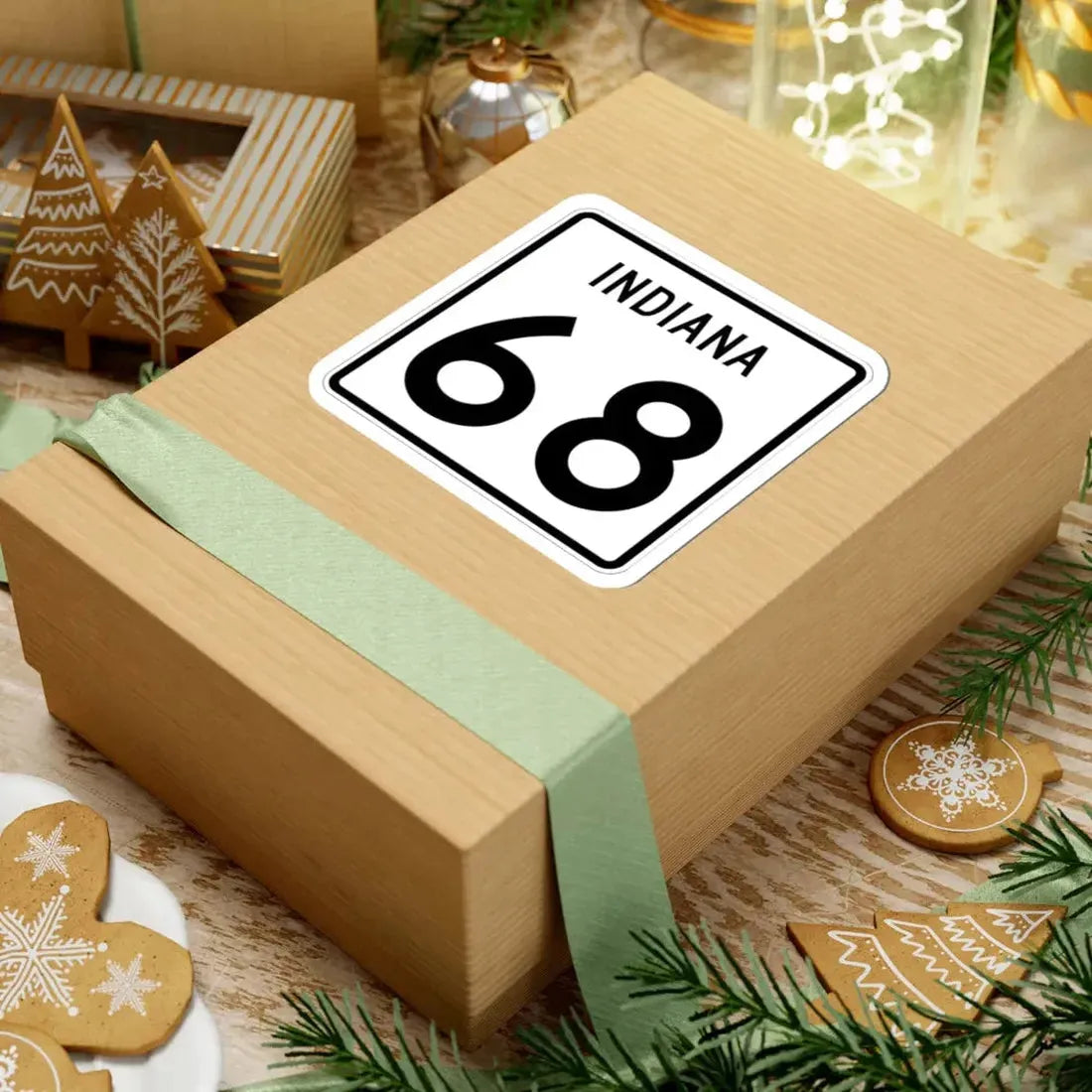 Indiana 68 (Indiana) (Road Sign) STICKER Vinyl Kiss-Cut Decal - The Sticker Space