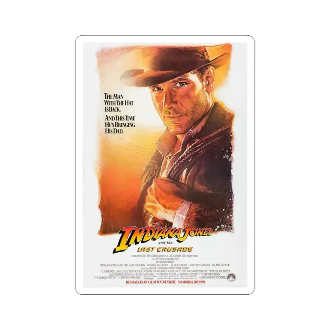 Indiana Jones and the Last Crusade 1989 Movie Poster STICKER Vinyl Die-Cut Decal 2 Inch - The Sticker Space