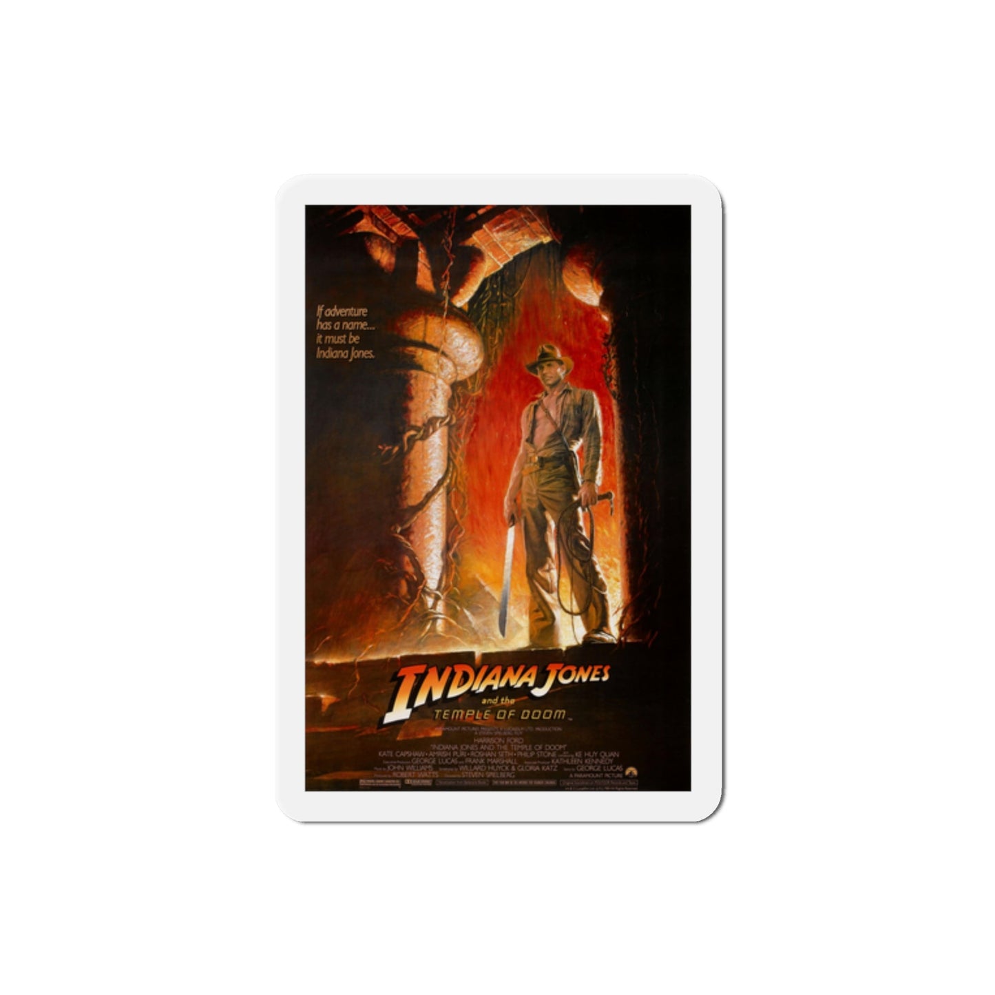 Indiana Jones and the Temple of Doom 1984 Movie Poster Die-Cut Magnet-2" x 2"-The Sticker Space