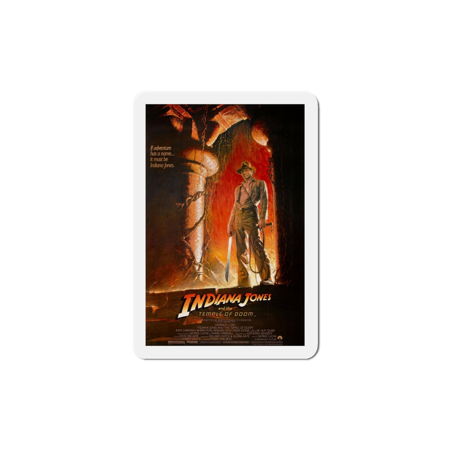 Indiana Jones and the Temple of Doom 1984 Movie Poster Die-Cut Magnet-5" x 5"-The Sticker Space