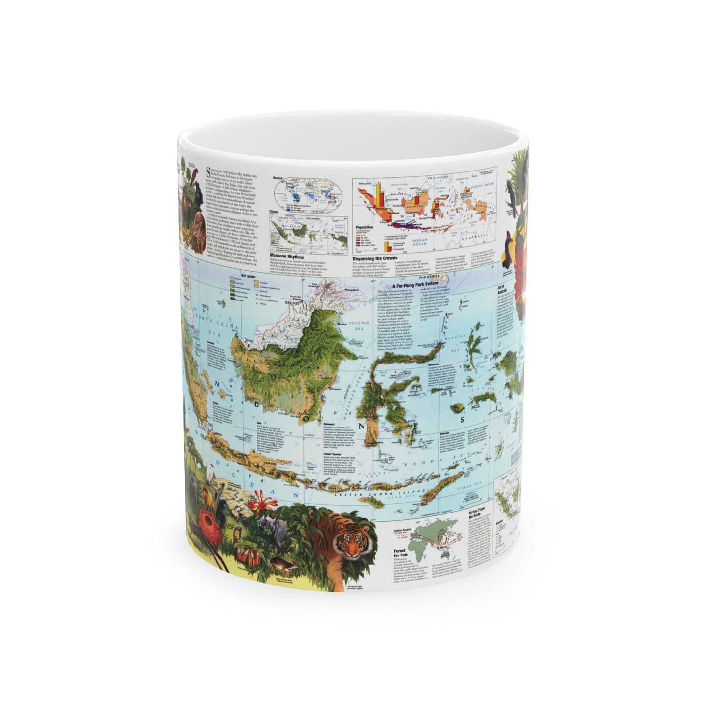 Indonesia 2 (1996) (Map) White Coffee Mug-11oz-The Sticker Space