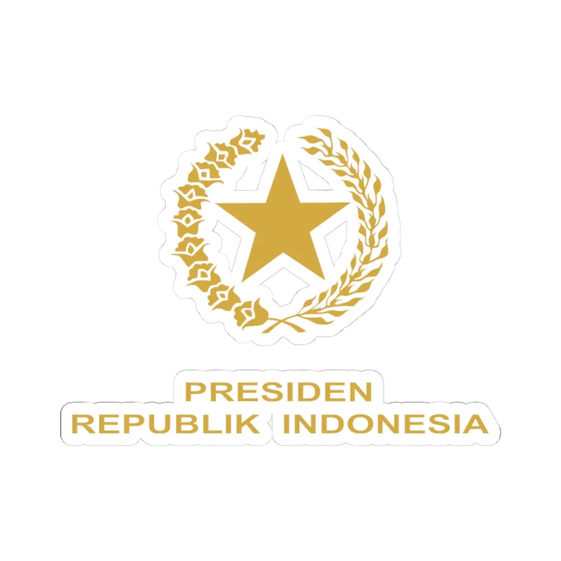 Indonesian Presidential Emblem gold (Indonesia) (Coat of Arms) STICKER Vinyl Kiss-Cut Decal 3 Inch White - The Sticker Space