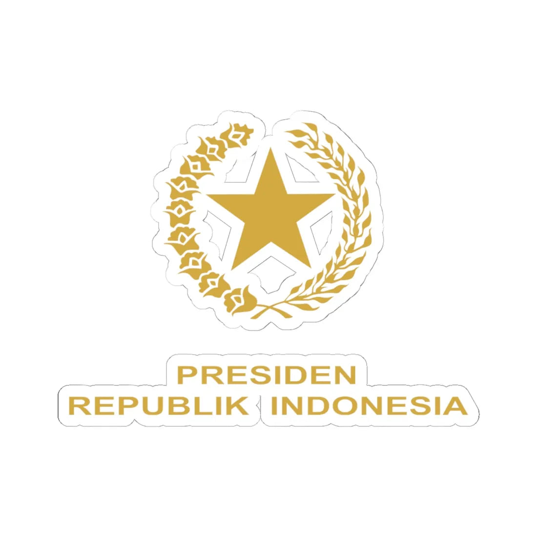 Indonesian Presidential Emblem gold (Indonesia) (Coat of Arms) STICKER Vinyl Kiss-Cut Decal 6 Inch White - The Sticker Space