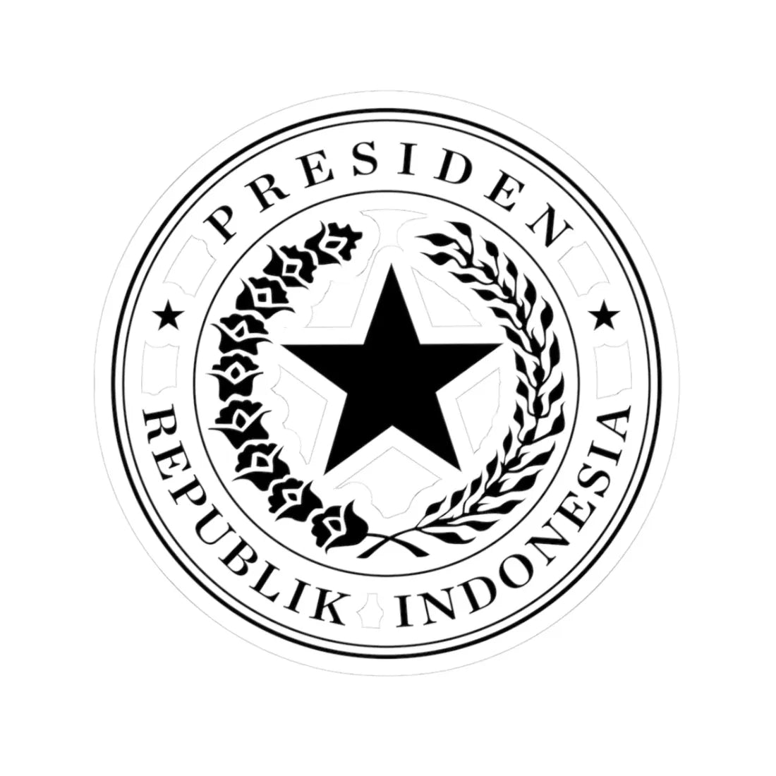 Indonesian Presidential Seal black (Indonesia) (Coat of Arms) STICKER Vinyl Kiss-Cut Decal 3 Inch White - The Sticker Space