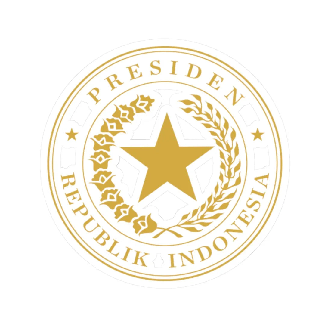 Indonesian Presidential Seal gold (Indonesia) (Coat of Arms) STICKER Vinyl Kiss-Cut Decal 2 Inch White - The Sticker Space