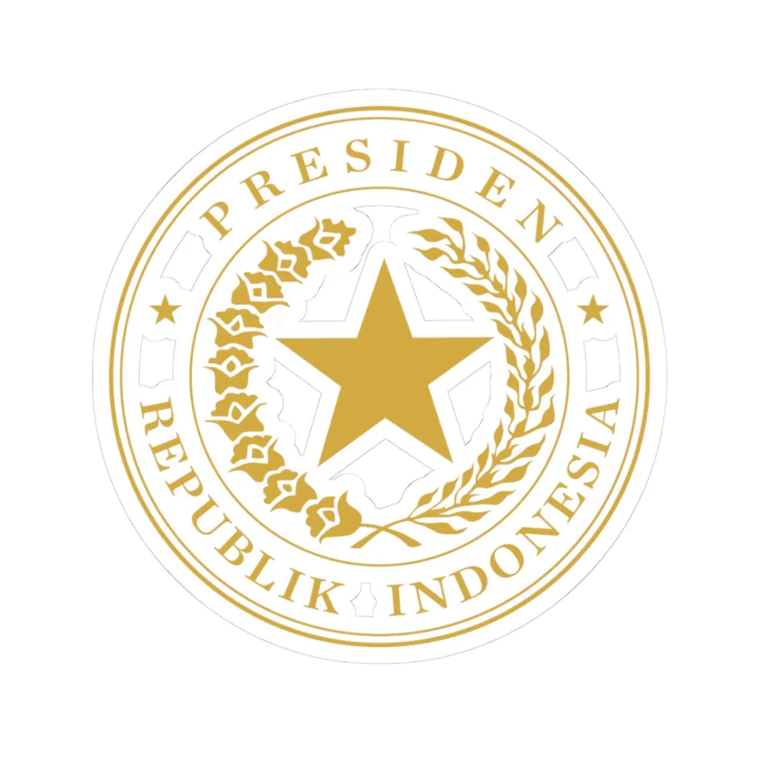 Indonesian Presidential Seal gold (Indonesia) (Coat of Arms) STICKER Vinyl Kiss-Cut Decal 3 Inch White - The Sticker Space