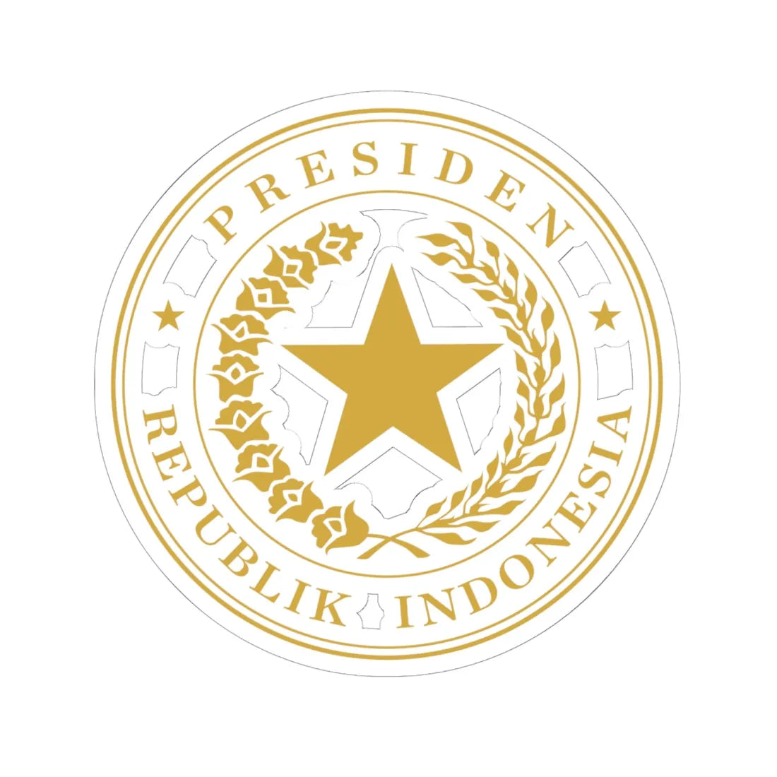 Indonesian Presidential Seal gold (Indonesia) (Coat of Arms) STICKER Vinyl Kiss-Cut Decal 6 Inch White - The Sticker Space