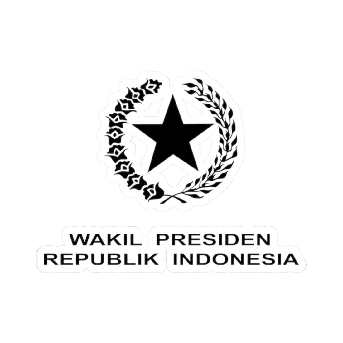 Indonesian Vice Presidential Emblem black (Indonesia) (Coat of Arms) STICKER Vinyl Kiss-Cut Decal 2 Inch White - The Sticker Space
