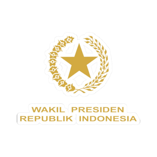 Indonesian Vice Presidential Emblem gold (Indonesia) (Coat of Arms) STICKER Vinyl Kiss-Cut Decal 2 Inch White - The Sticker Space