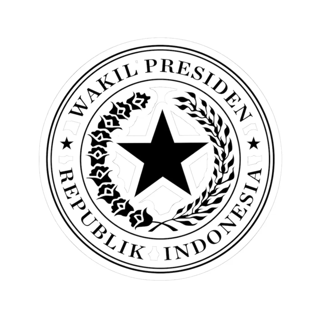 Indonesian Vice Presidential Seal black (Indonesia) (Coat of Arms) STICKER Vinyl Kiss-Cut Decal 3 Inch White - The Sticker Space