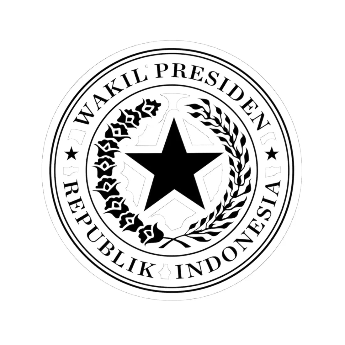 Indonesian Vice Presidential Seal black (Indonesia) (Coat of Arms) STICKER Vinyl Kiss-Cut Decal 4 Inch White - The Sticker Space