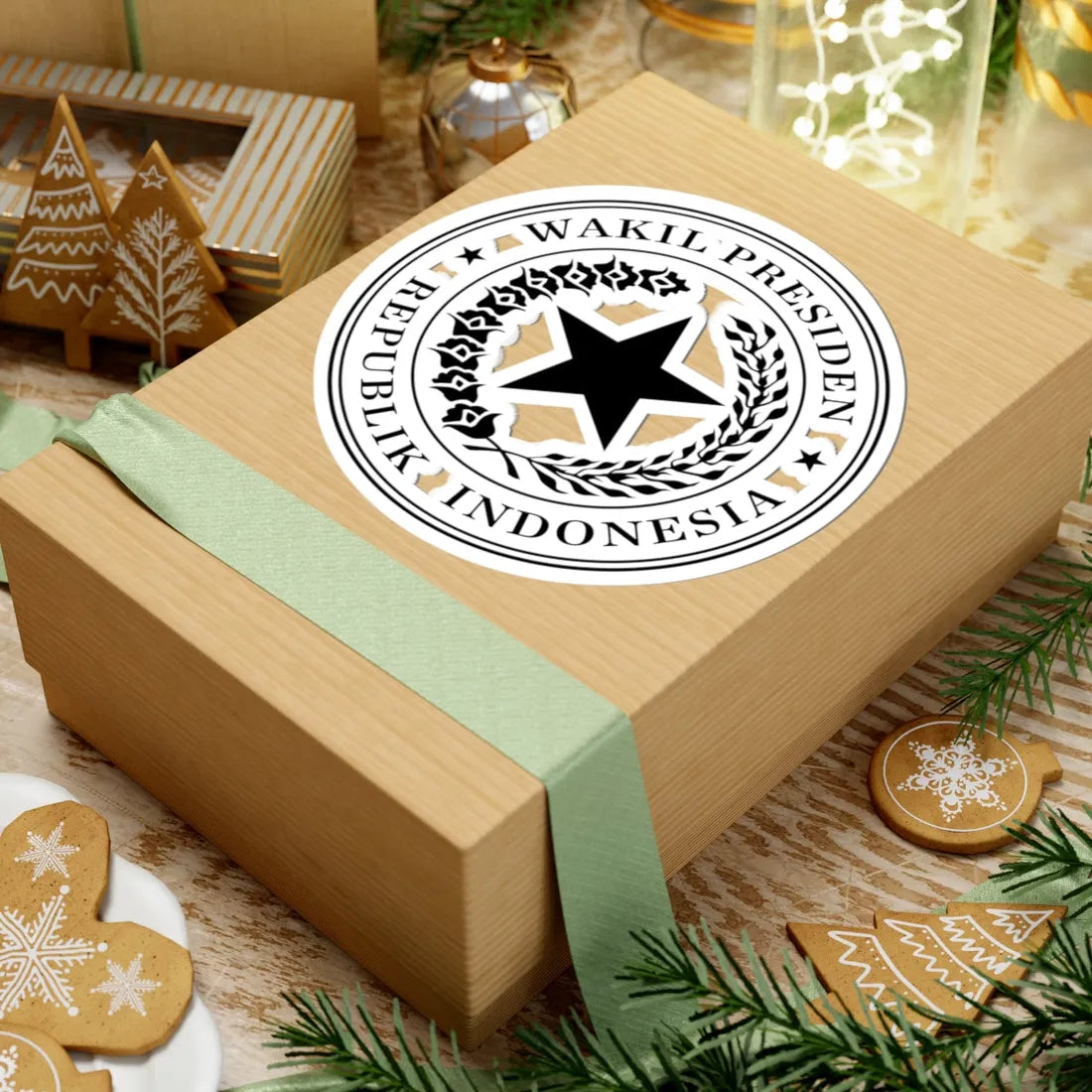 Indonesian Vice Presidential Seal black (Indonesia) (Coat of Arms) STICKER Vinyl Kiss-Cut Decal - The Sticker Space