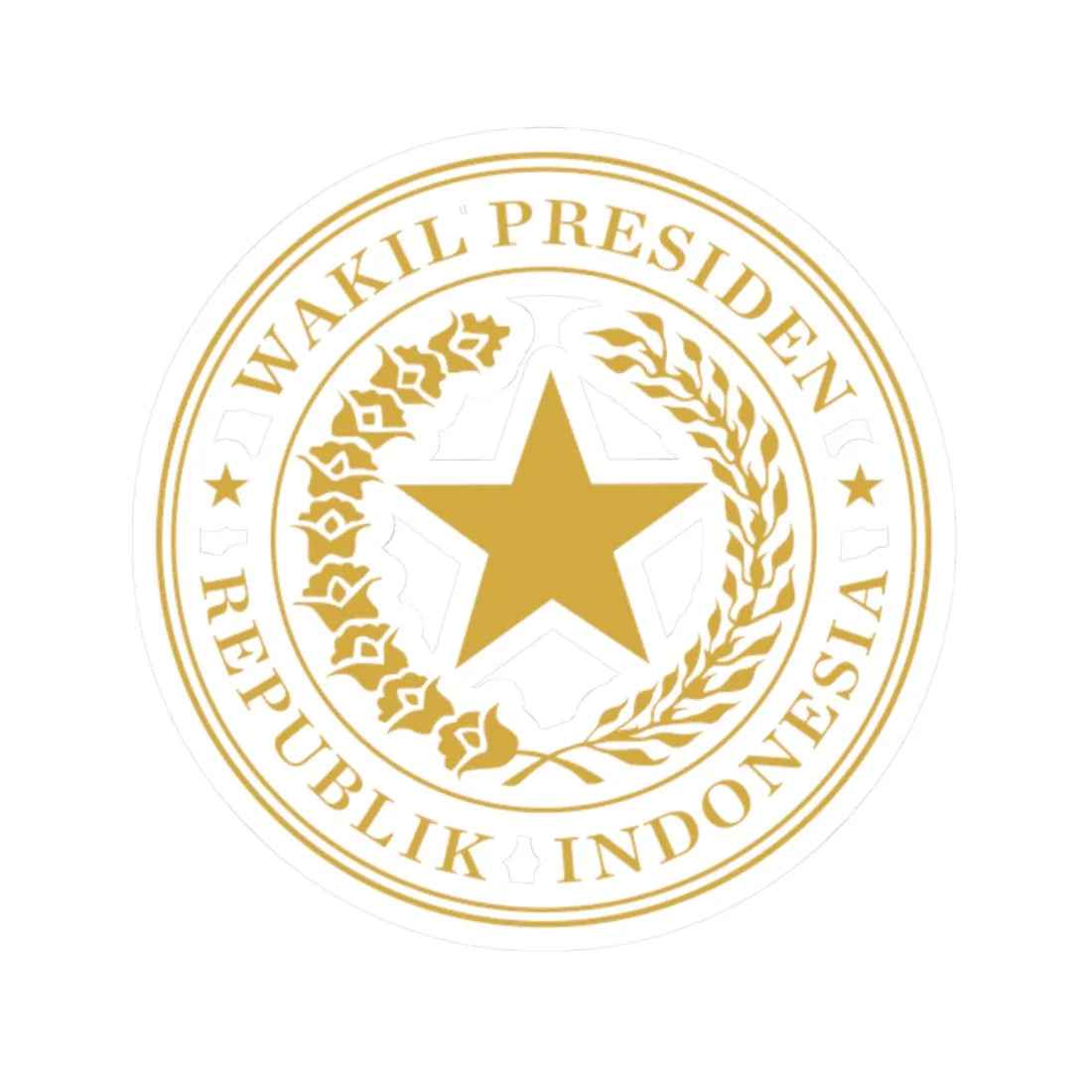 Indonesian Vice Presidential Seal gold (Indonesia) (Coat of Arms) STICKER Vinyl Kiss-Cut Decal 2 Inch White - The Sticker Space