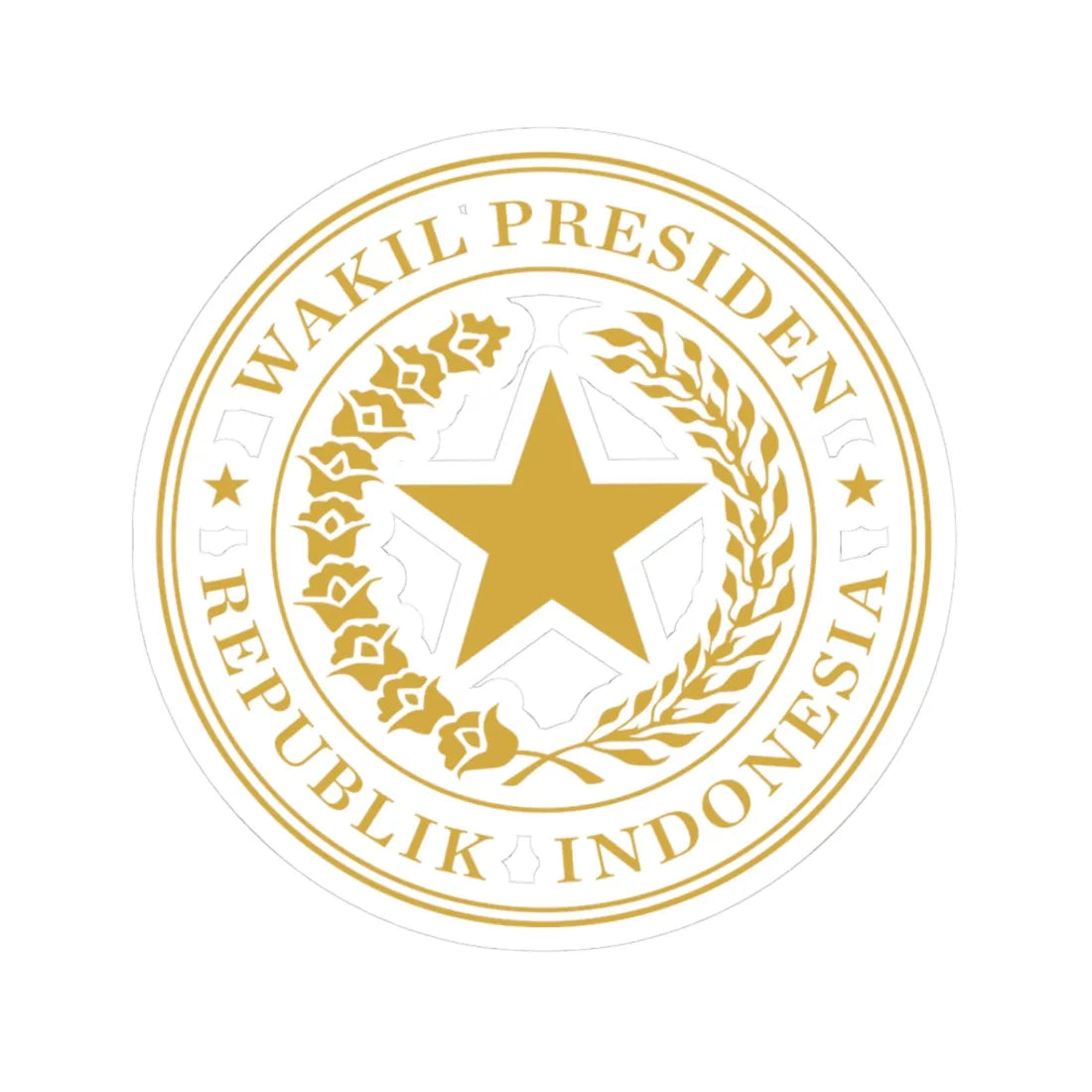 Indonesian Vice Presidential Seal gold (Indonesia) (Coat of Arms) STICKER Vinyl Kiss-Cut Decal 3 Inch White - The Sticker Space