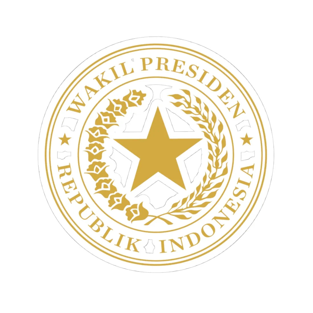 Indonesian Vice Presidential Seal gold (Indonesia) (Coat of Arms) STICKER Vinyl Kiss-Cut Decal 4 Inch White - The Sticker Space