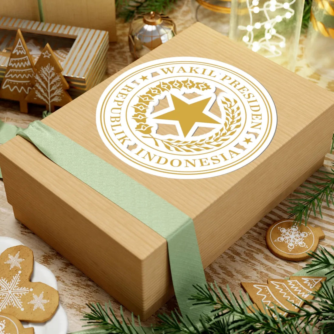 Indonesian Vice Presidential Seal gold (Indonesia) (Coat of Arms) STICKER Vinyl Kiss-Cut Decal - The Sticker Space