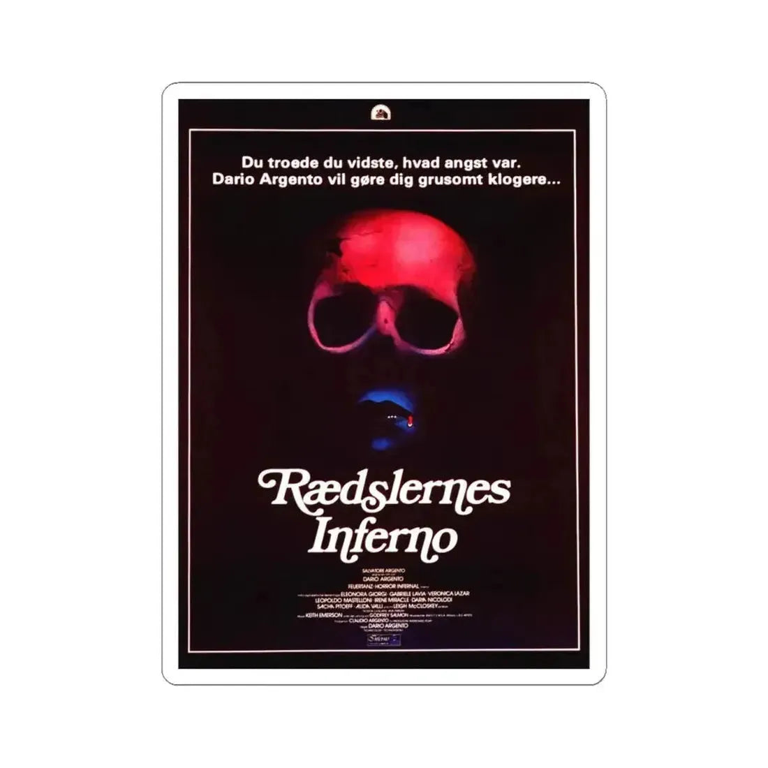 INFERNO (DANISH) 1980 Movie Poster - STICKER Vinyl Kiss-Cut Decal 4 Inch White - The Sticker Space