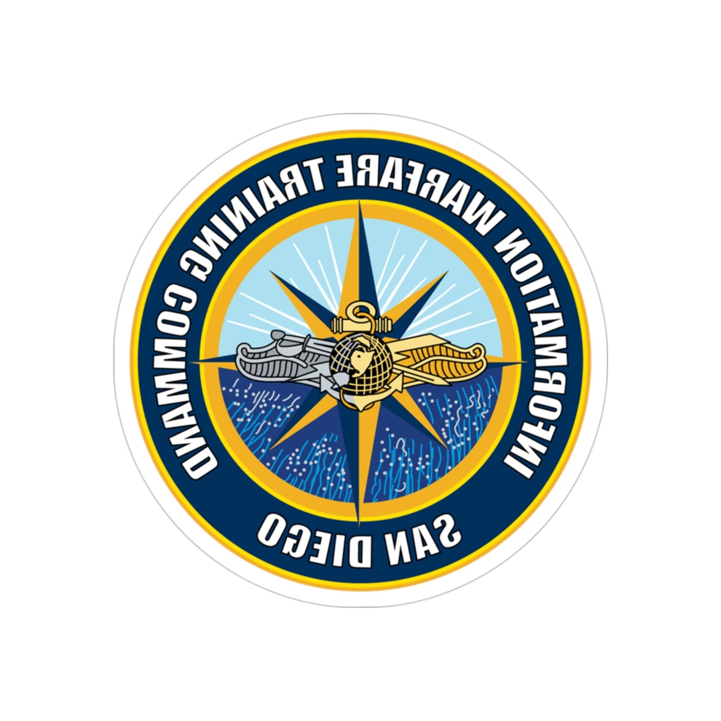 Information Warfare Training Command San Diego (U.S. Navy) REVERSE PRINT Transparent STICKER-3" × 3"-The Sticker Space