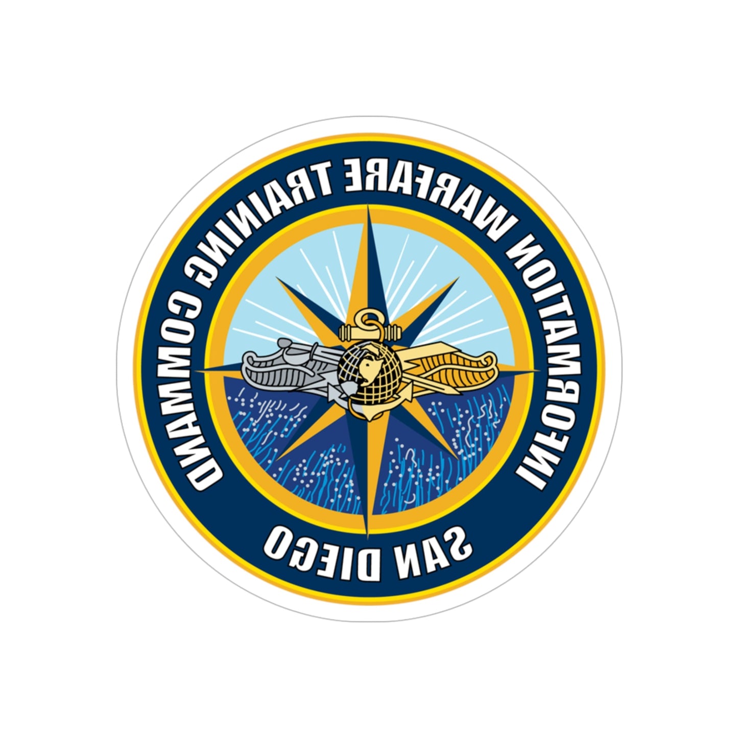 Information Warfare Training Command San Diego (U.S. Navy) REVERSE PRINT Transparent STICKER-5" × 5"-The Sticker Space