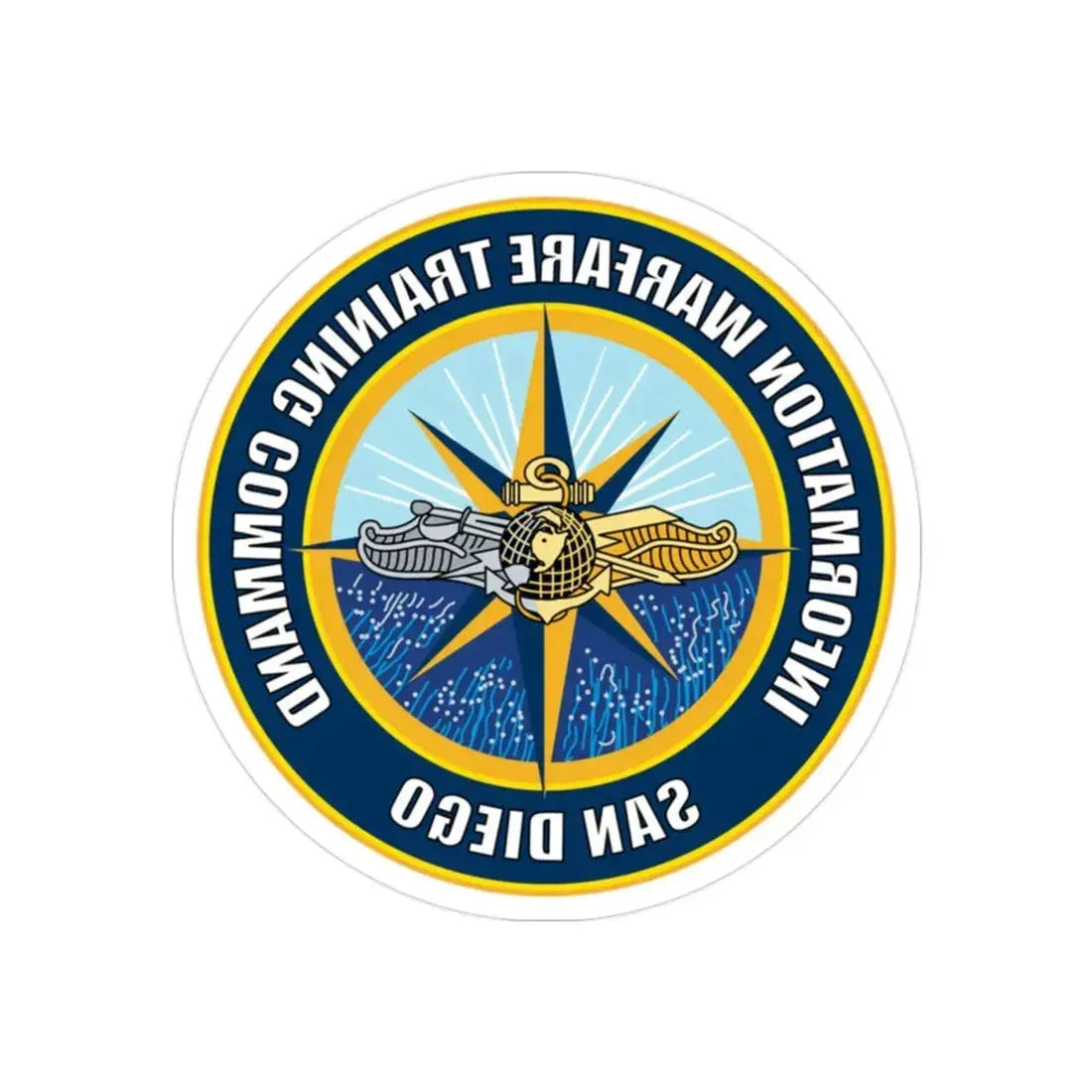 Information Warfare Training Command San Diego (U.S. Navy) REVERSE PRINT Transparent Die-Cut STICKER 2 Inch Die-Cut Transparent - The Sticker Space