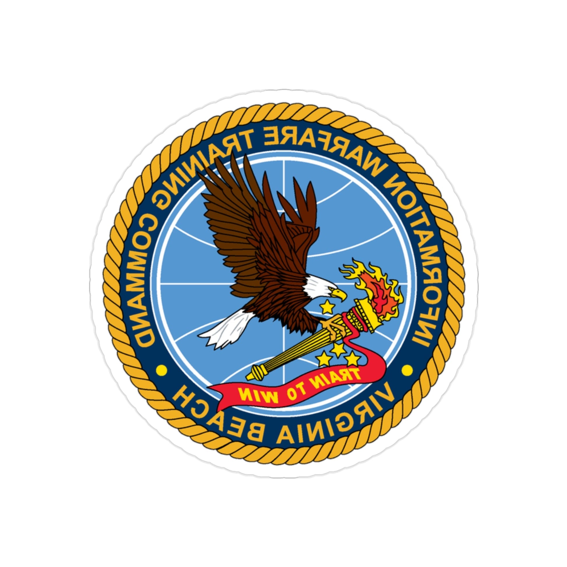 Information Warfare Training Command VA Beach (U.S. Navy) REVERSE PRINT Transparent STICKER-2" × 2"-The Sticker Space