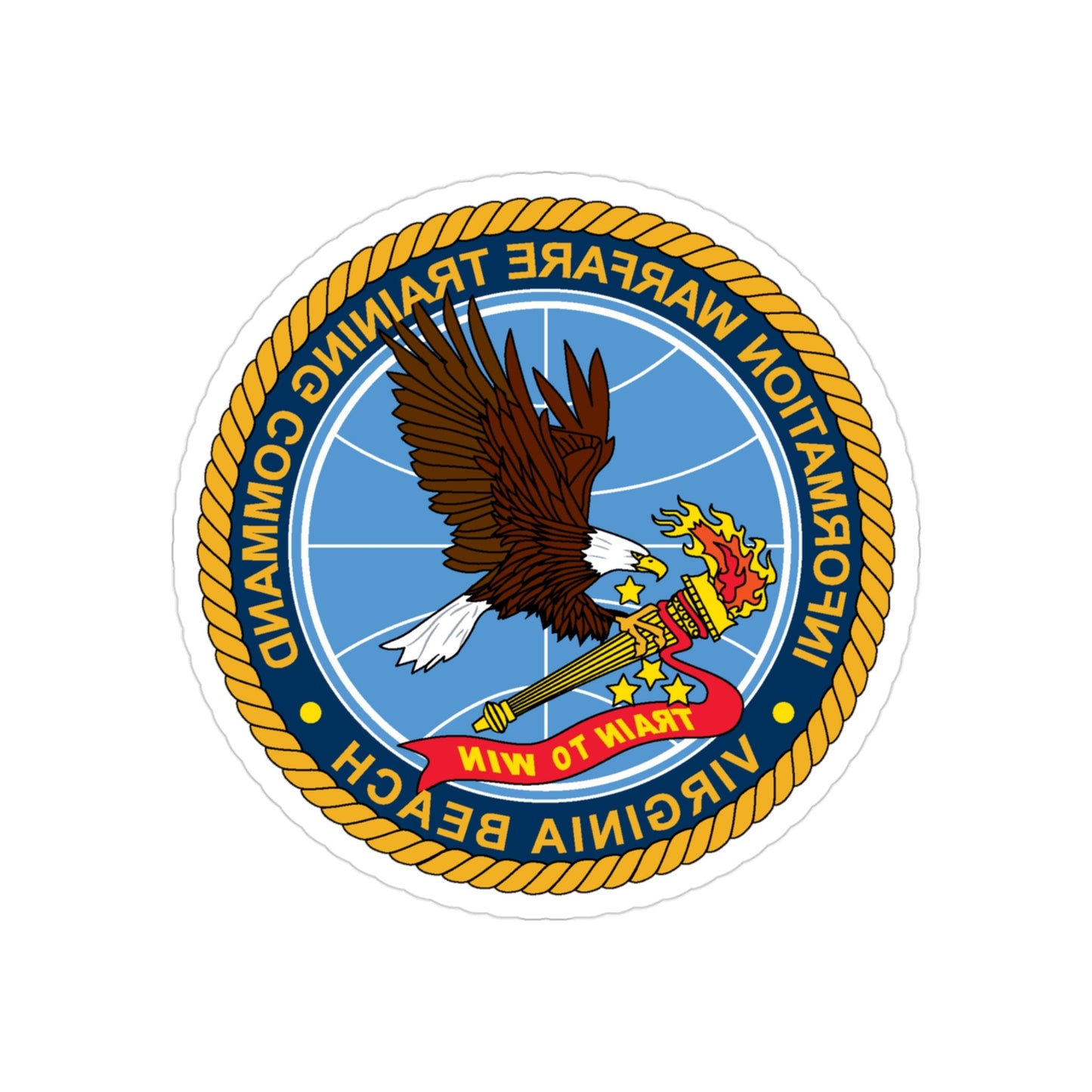 Information Warfare Training Command VA Beach (U.S. Navy) REVERSE PRINT Transparent STICKER-3" × 3"-The Sticker Space