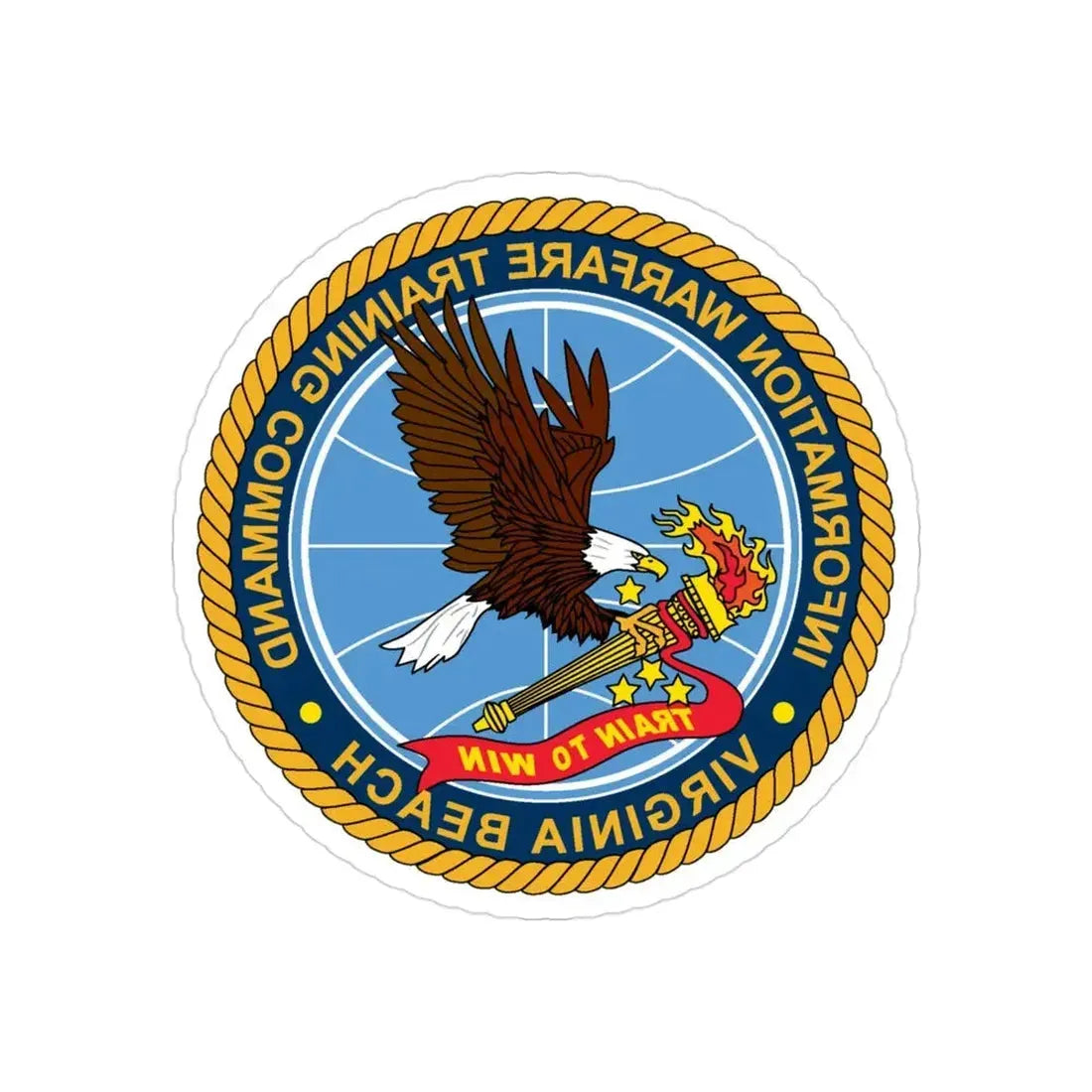 Information Warfare Training Command VA Beach (U.S. Navy) REVERSE PRINT Transparent Die-Cut STICKER 3 Inch Die-Cut Transparent - The Sticker Space