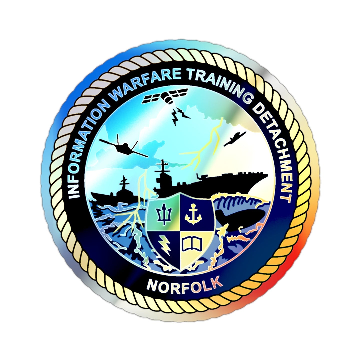 Information Warfare Training Detachment Norfolk (U.S. Navy) Holographic STICKER Die-Cut Vinyl Decal-2 Inch-The Sticker Space