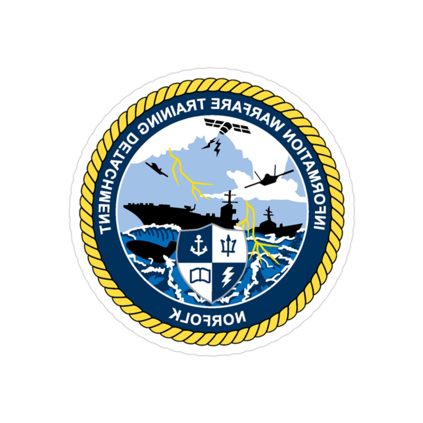 Information Warfare Training Detachment Norfolk (U.S. Navy) REVERSE PRINT Transparent STICKER-2" × 2"-The Sticker Space