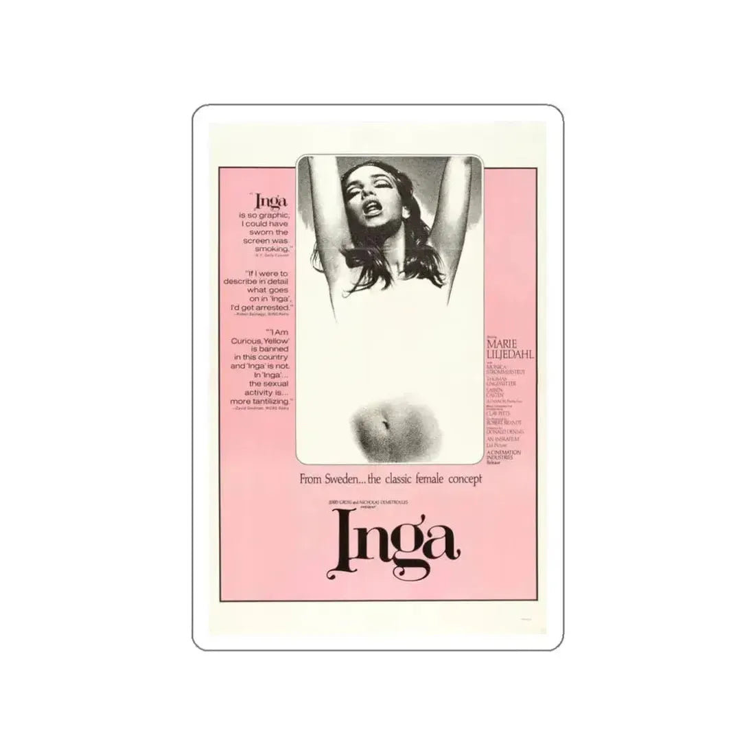 INGA 1968 Movie Poster STICKER Vinyl Die-Cut Decal 3 Inch - The Sticker Space