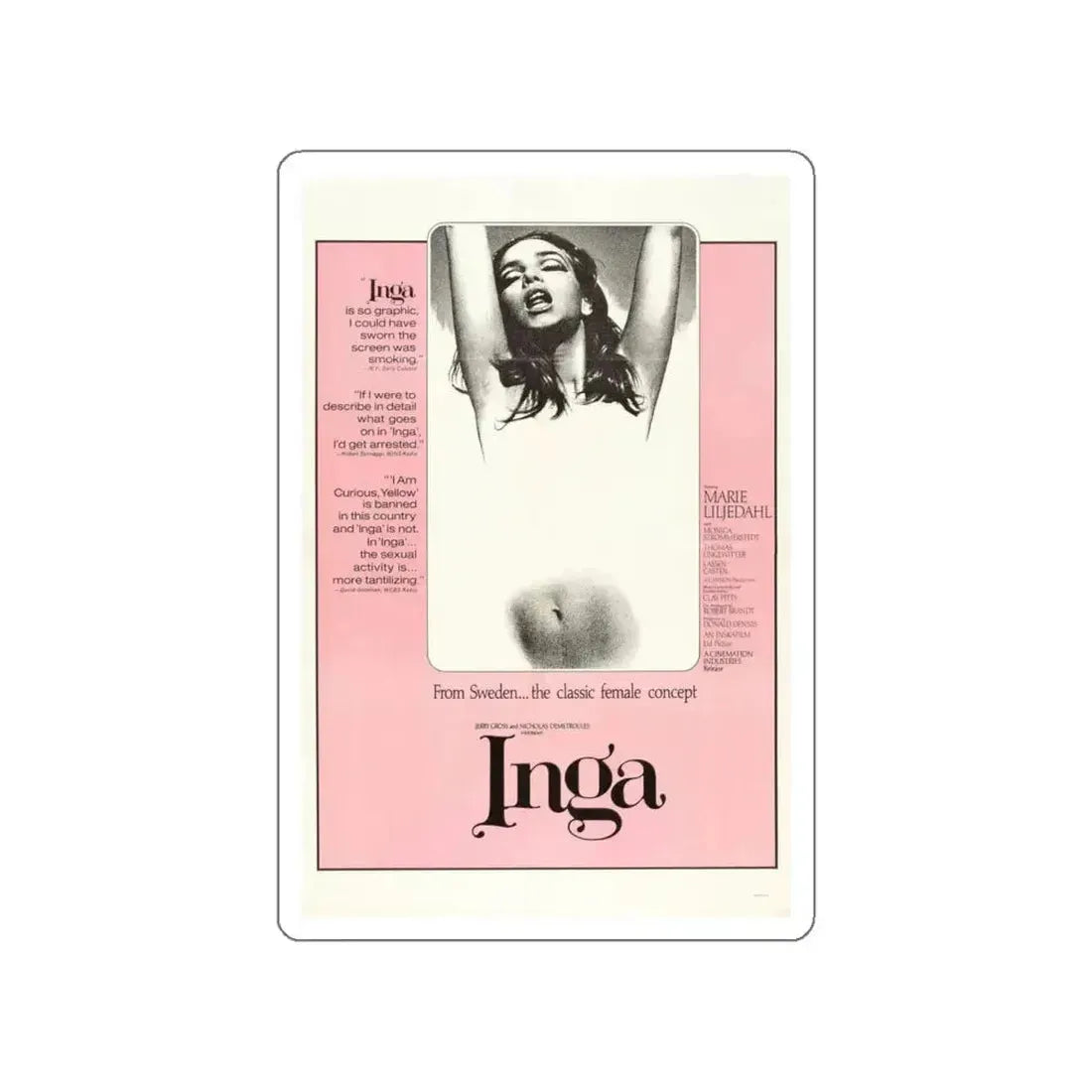 INGA 1968 Movie Poster STICKER Vinyl Die-Cut Decal 5 Inch - The Sticker Space