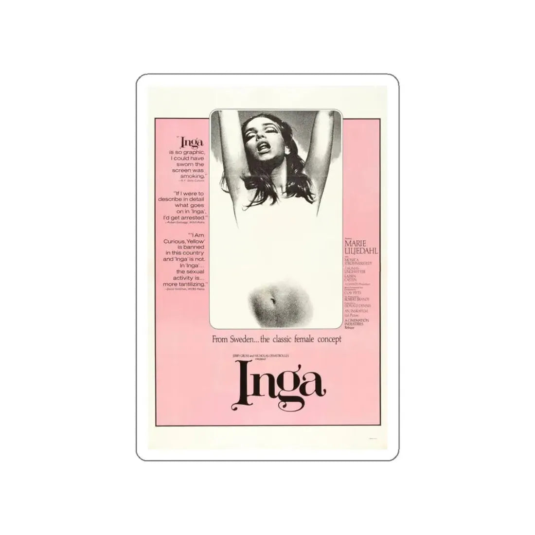 INGA 1968 Movie Poster STICKER Vinyl Die-Cut Decal - The Sticker Space