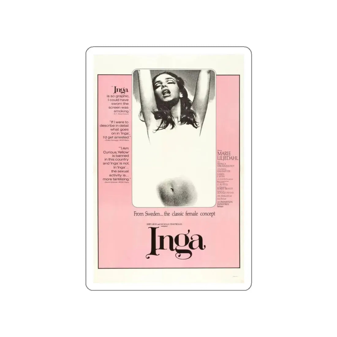 INGA 1968 Movie Poster STICKER Vinyl Die-Cut Decal - The Sticker Space