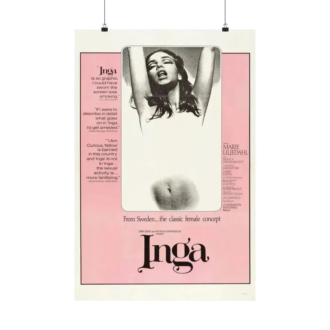 INGA 1968 - Paper Movie Poster 20″ x 30″ Matte - The Sticker Space