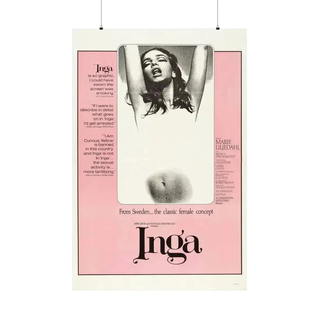 INGA 1968 - Paper Movie Poster - The Sticker Space