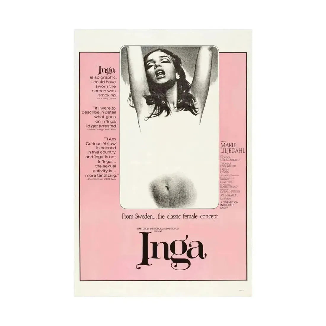 INGA 1968 - Paper Movie Poster - The Sticker Space