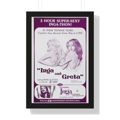 INGA AND GRETA + INGA 1968 - Framed Movie Poster-16″ x 24″-The Sticker Space