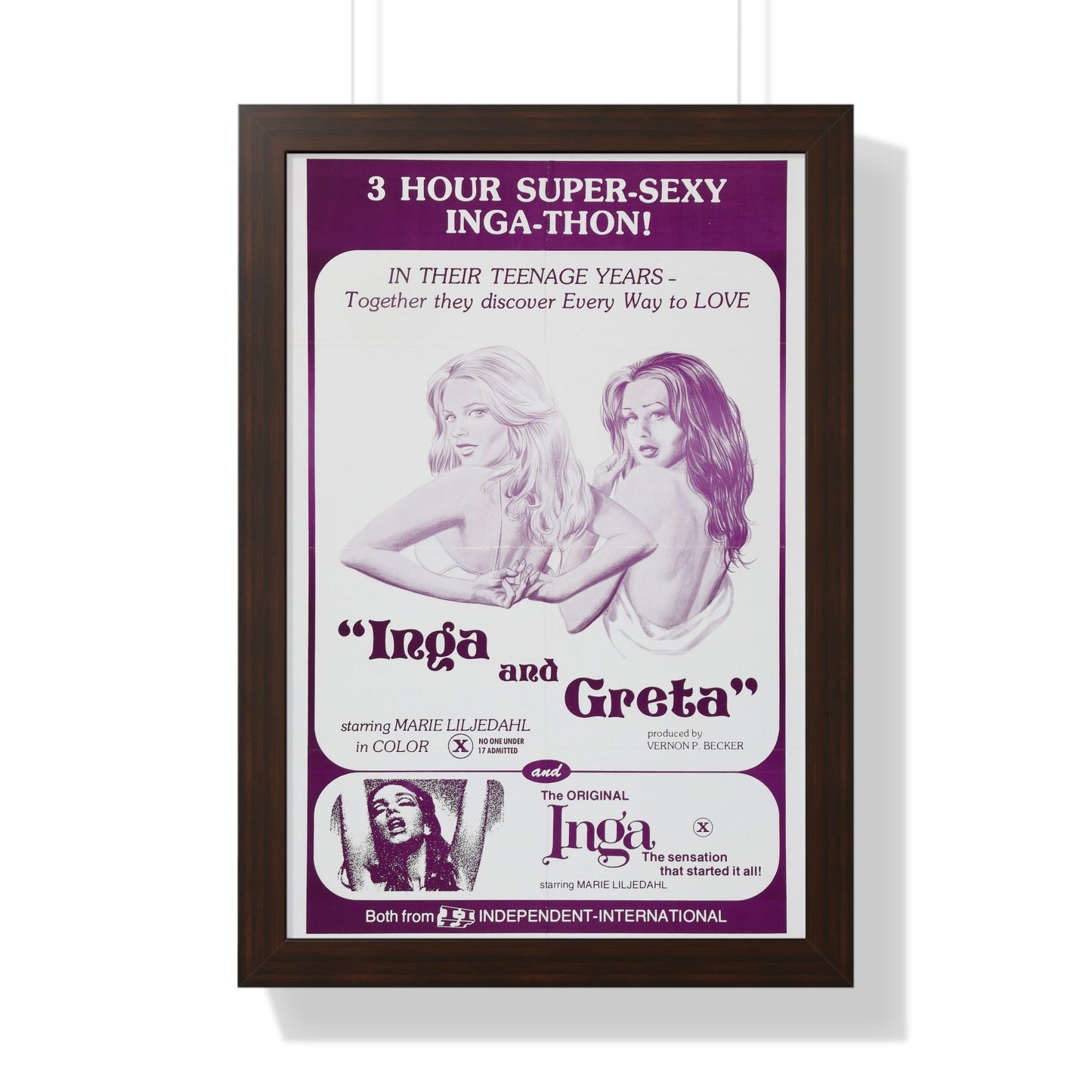 INGA AND GRETA + INGA 1968 - Framed Movie Poster-16″ x 24″-The Sticker Space