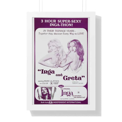 INGA AND GRETA + INGA 1968 - Framed Movie Poster 16″ x 24″ White - The Sticker Space