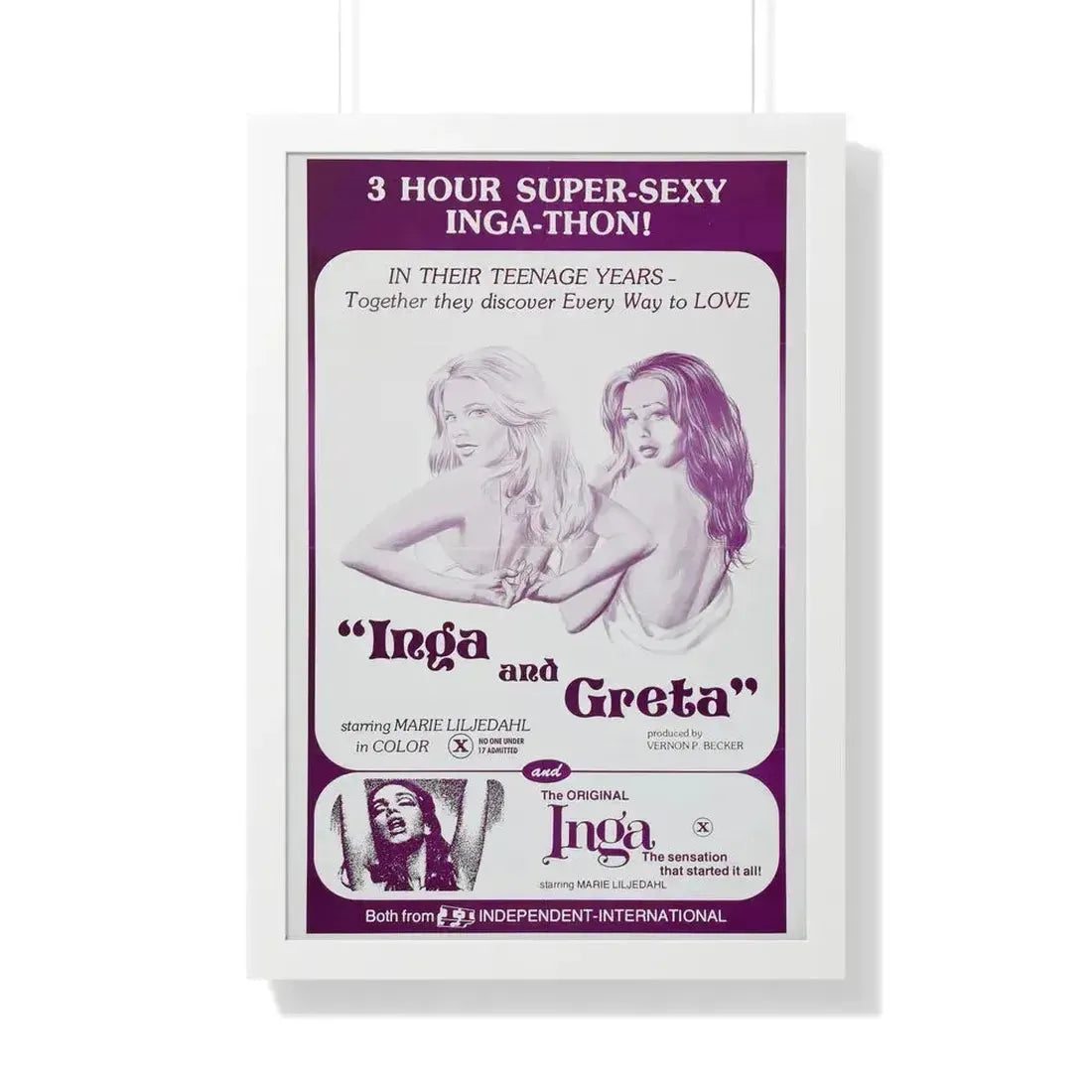 INGA AND GRETA + INGA 1968 - Framed Movie Poster 20" x 30" White - The Sticker Space