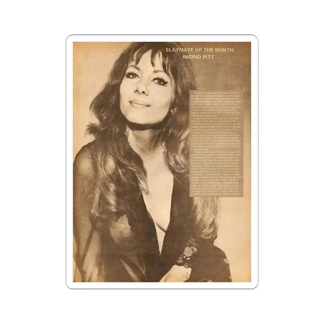 Ingrid Pitt #65 (Vintage Female Icon) STICKER Vinyl Kiss-Cut Decal 3 Inch White - The Sticker Space