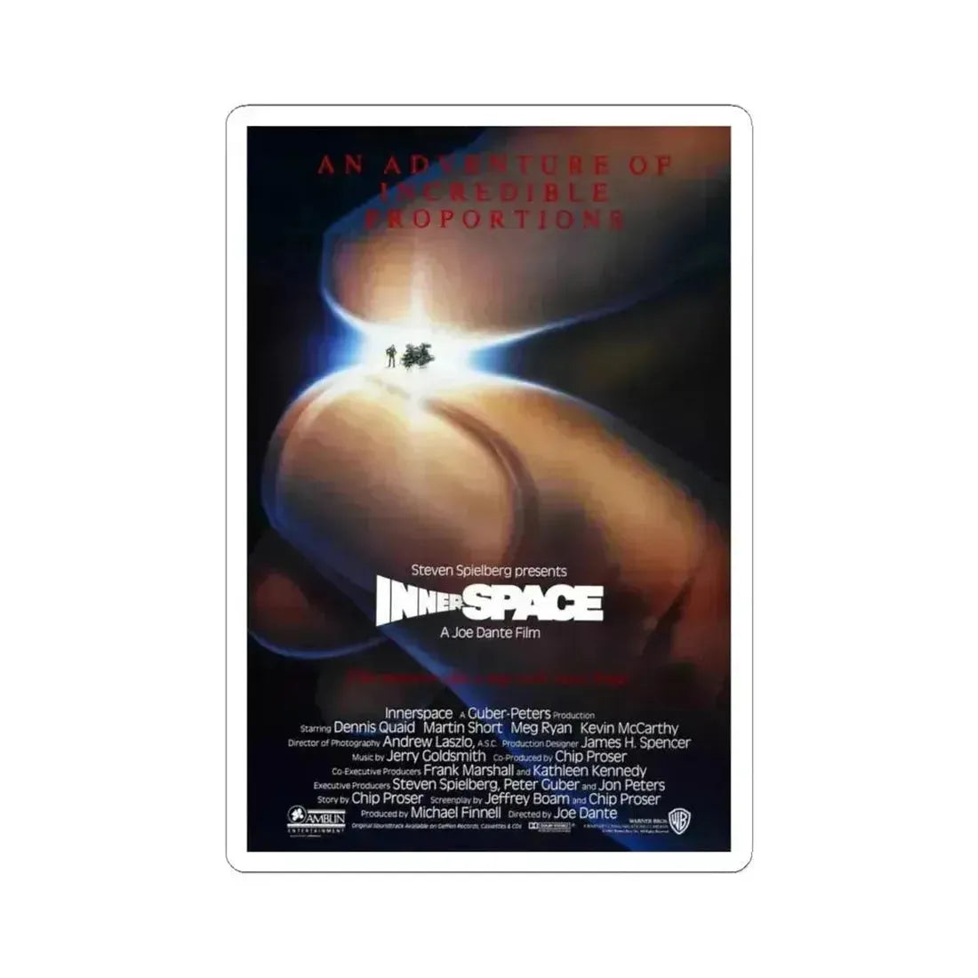 INNERSPACE 1987 Movie Poster - STICKER Vinyl Kiss-Cut Decal 6 Inch White - The Sticker Space