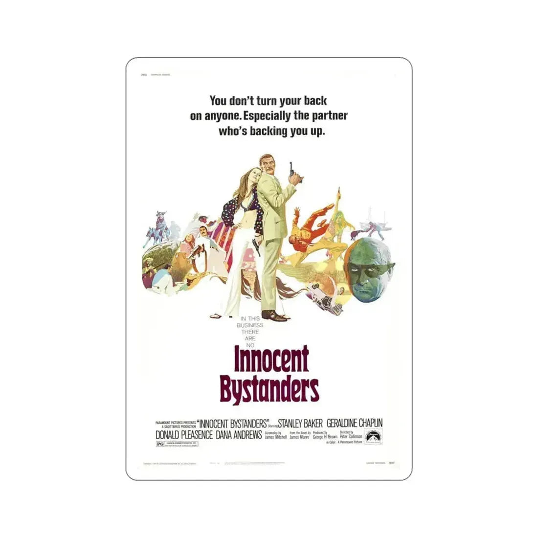 Innocent Bystanders 1972 Movie Poster STICKER Vinyl Die-Cut Decal 5 Inch - The Sticker Space