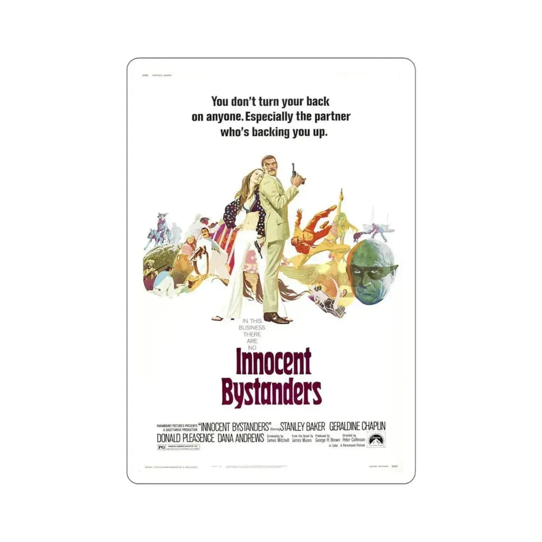 Innocent Bystanders 1972 Movie Poster STICKER Vinyl Die-Cut Decal 6 Inch - The Sticker Space