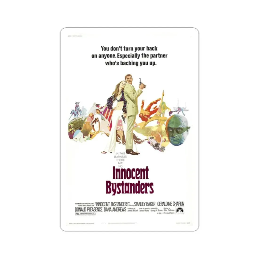 Innocent Bystanders 1972 Movie Poster STICKER Vinyl Die-Cut Decal - The Sticker Space