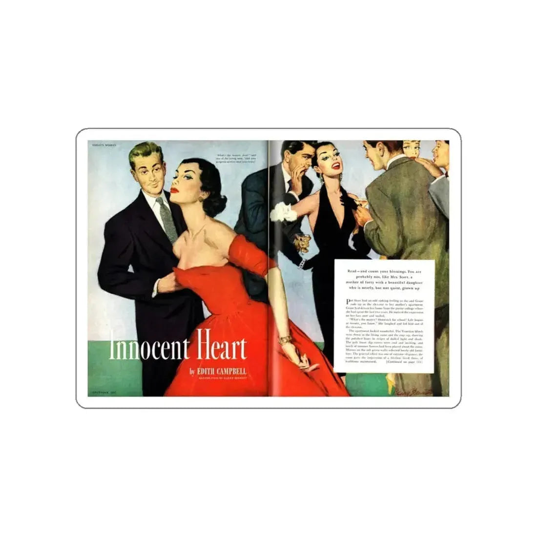 Innocent Heart, Today's Woman, September 1951 (Magazine Illustration) STICKER Vinyl Die-Cut Decal White Die-Cut 6 Inch - The Sticker Space