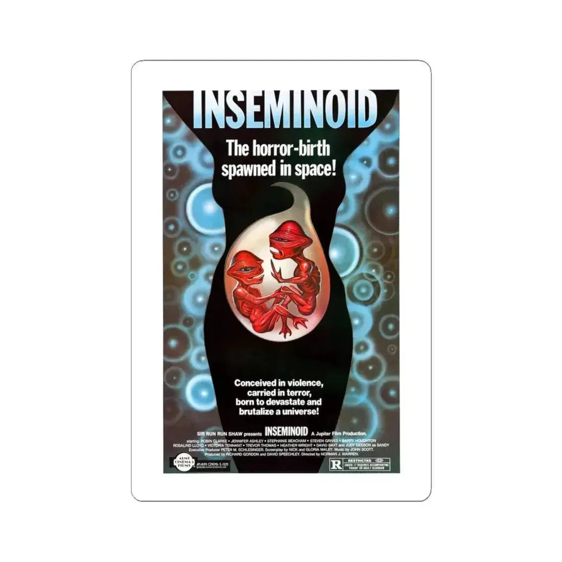 INSEMINOID (2) 1981 Movie Poster - STICKER Vinyl Kiss-Cut Decal 6 Inch White - The Sticker Space